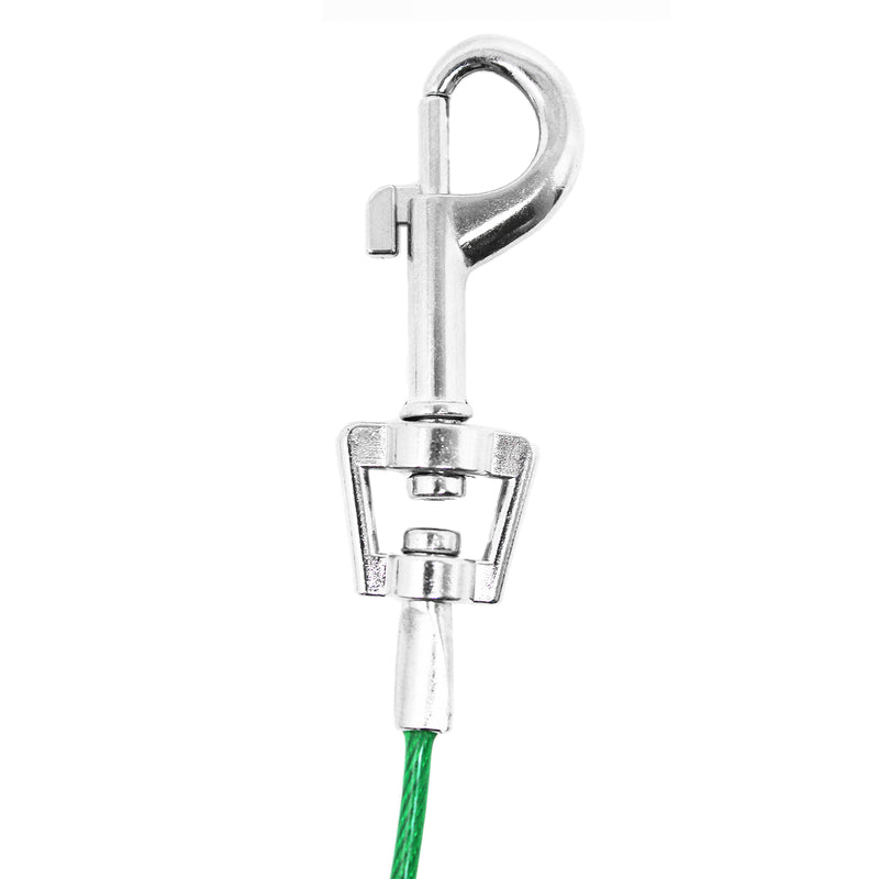 PDQ Green / Silver Vinyl Coated Cable Dog Tie Out Small