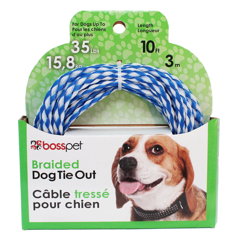 PDQ Blue / White Tie-Out Poly Dog Tie Out Rope Small/Medium