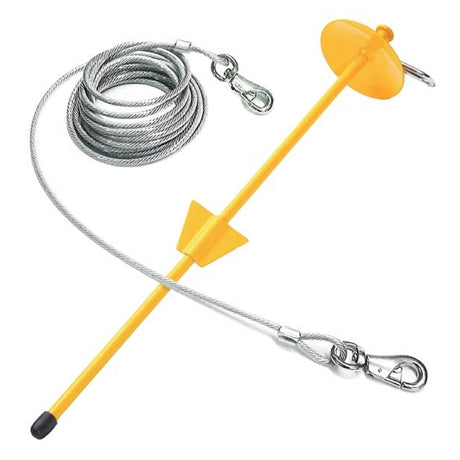 PDQ Yellow Tie-Out with Stake Metal Dog Tie Out Stake X-Large