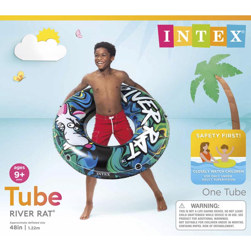 Intex River Rat Multicolored Vinyl Inflatable Floating Tube
