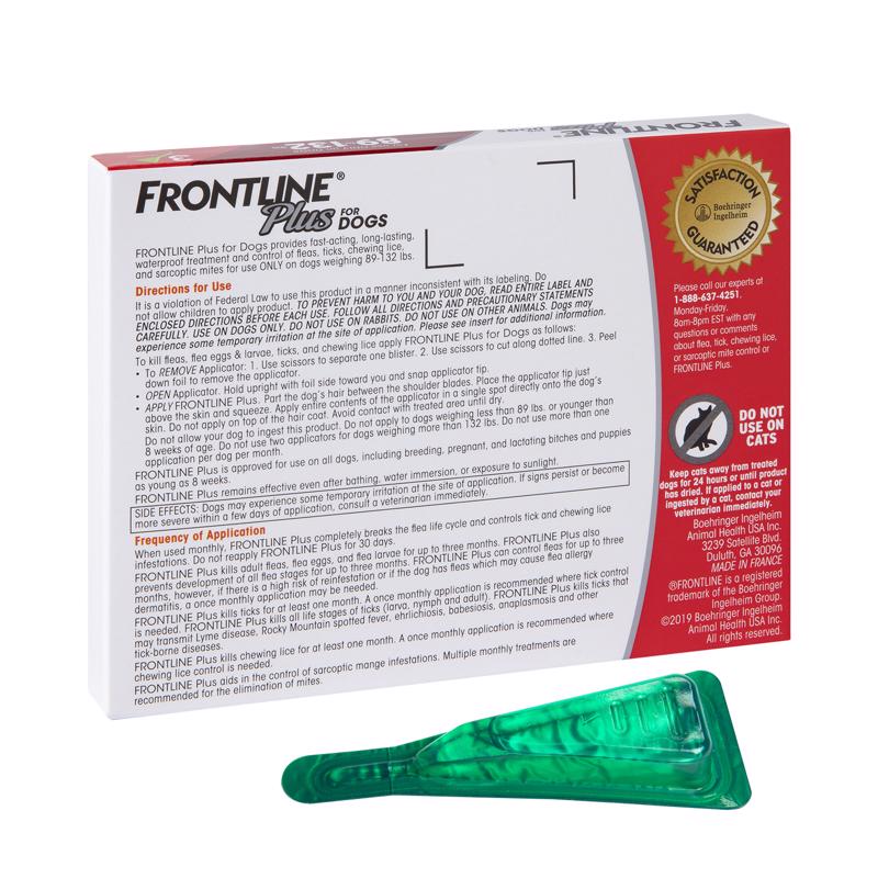 Frontline Plus Liquid Dog Flea and Tick Drops 9.8% Fibronil, 8.8% (S)-methoprene 0.14 oz