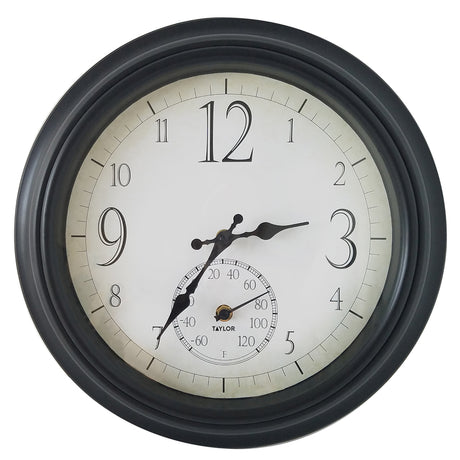 CLOCK/THERM BLACK 14"