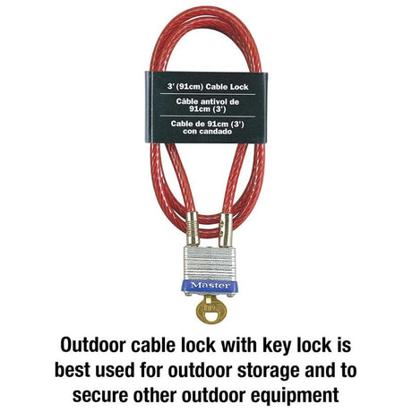 Master Lock 3/16 in. W X 36 in. L Steel 4-Pin Cylinder Locking Cable