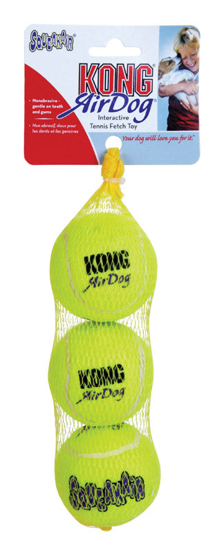Kong Squeaker Green Rubber Pet Tennis Balls Medium 3 pk