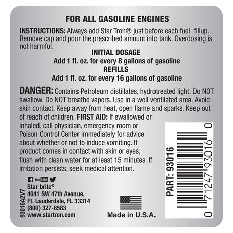 Star brite Star Tron Gasoline Fuel Treatment 16 oz