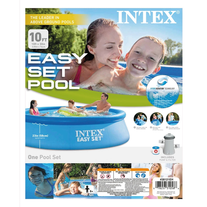 Intex 1018 gal Round Plastic Above Ground Pool 30 in. H X 10 ft. D