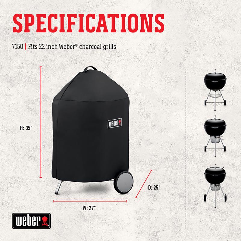 Weber Black Grill Cover For Premium 22 inch Charcoal Grills