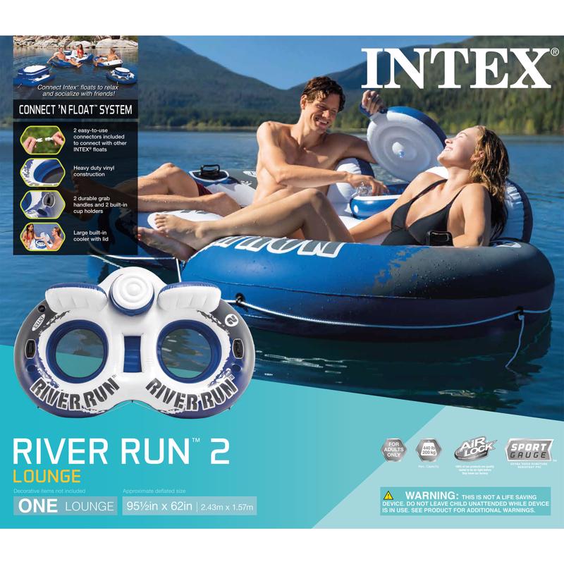 Intex River Run II Blue/White Plastic Inflatable Lounge Double Pool  Float