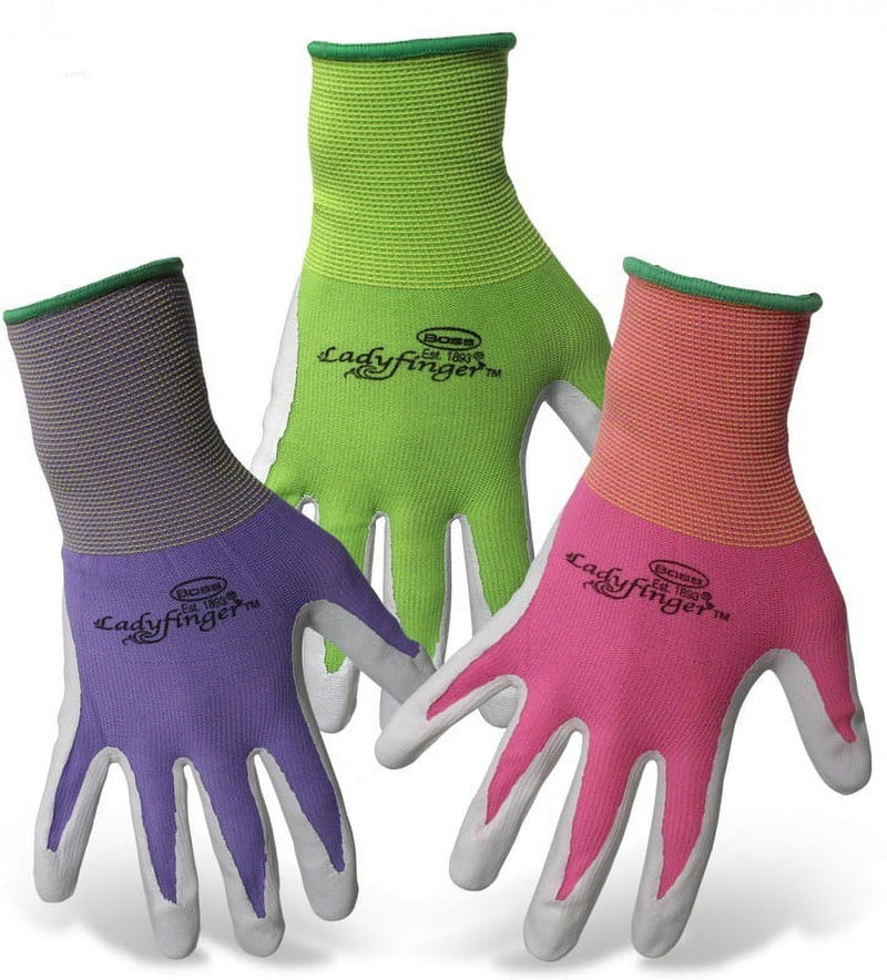 Boss Ladyfinger Women's Indoor/Outdoor String Knit Gardening Gloves Assorted S 1 pair