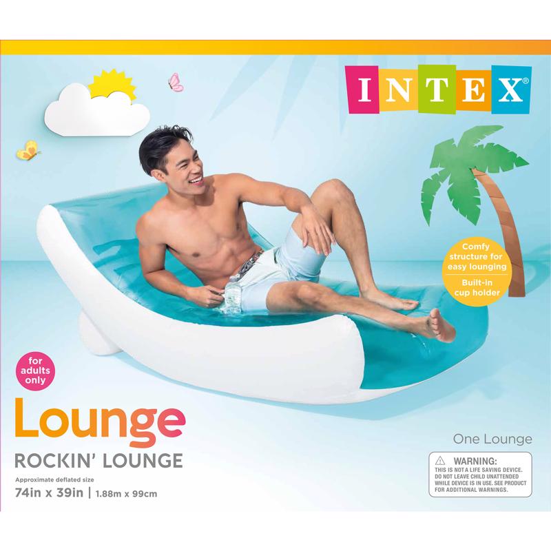 Intex Rockin' Blue/White Vinyl Inflatable Lounge Pool Float