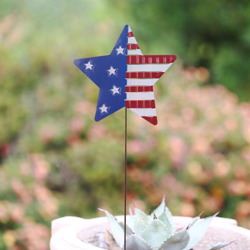 Alpine USA Star Red, White, Blue Metal 24 in. H Outdoor Garden Stake