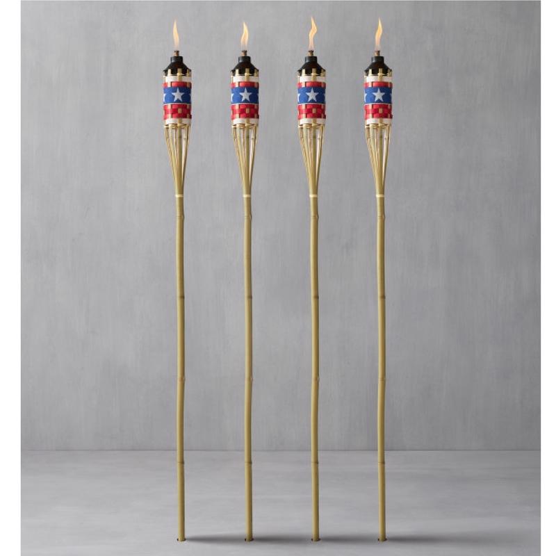 TIKI Easy Pour Multi-color Bamboo 57 in. American Flag Bamboo Torch 1 pc