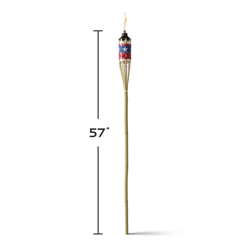 TIKI Easy Pour Multi-color Bamboo 57 in. American Flag Bamboo Torch 1 pc