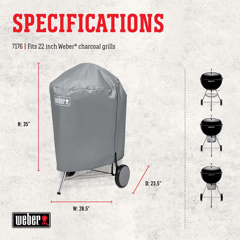 Weber Gray Grill Cover For 22in Charcoal Grills excluding Performer Grills