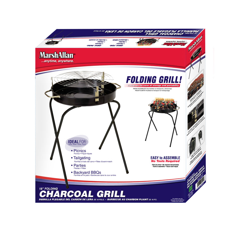 Marsh Allen 18 in. Fold-A-Matic Charcoal Grill Black