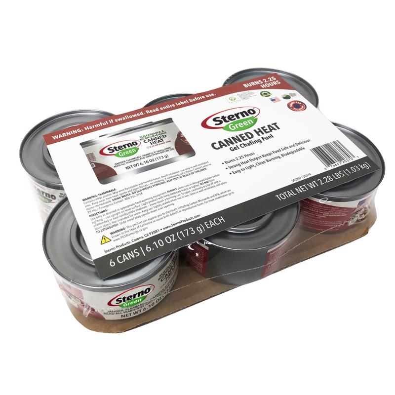 Sterno Canned Chafing Fuel Ethanol Gel 6.1 oz 6 pk
