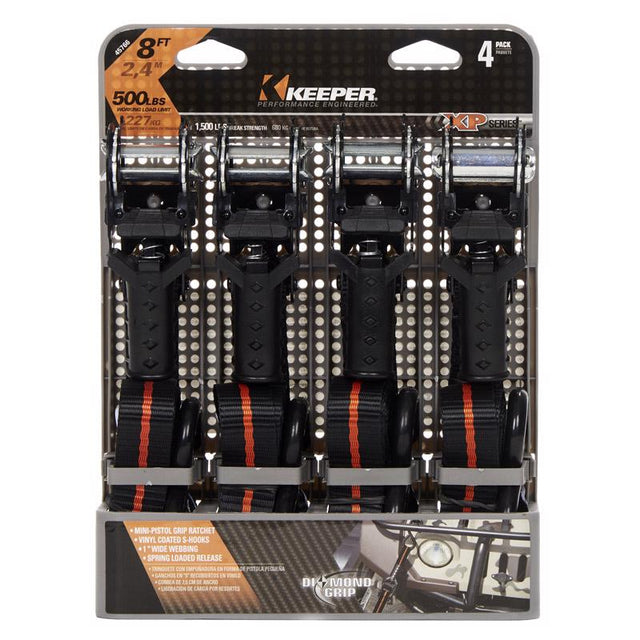 TIE-DOWN 8' ORG 500# 4PK