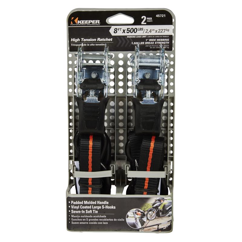 TIE DOWN RTCH BLK 8'2PK