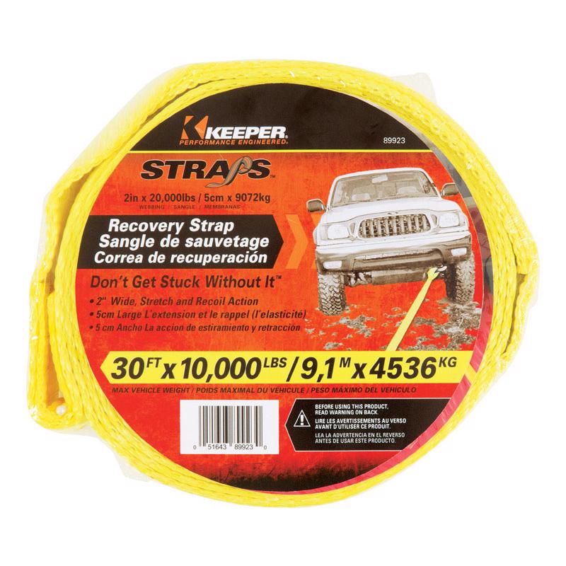 Keeper 2 in. W X 30 ft. L Yellow Vehicle Recovery Strap 10000 lb 1 pk