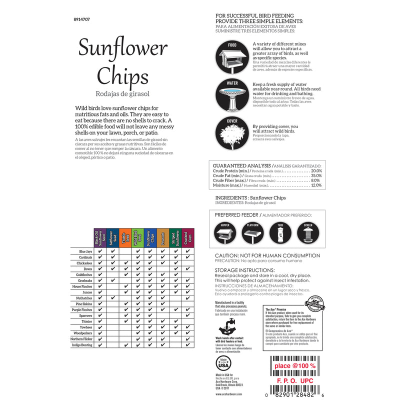 Ace Assorted Species Sunflower Sunflower Chips 3 lb