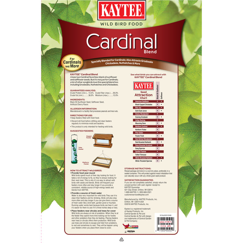 Kaytee Cardinal Black Oil Sunflower Seed Wild Bird Food 15 lb