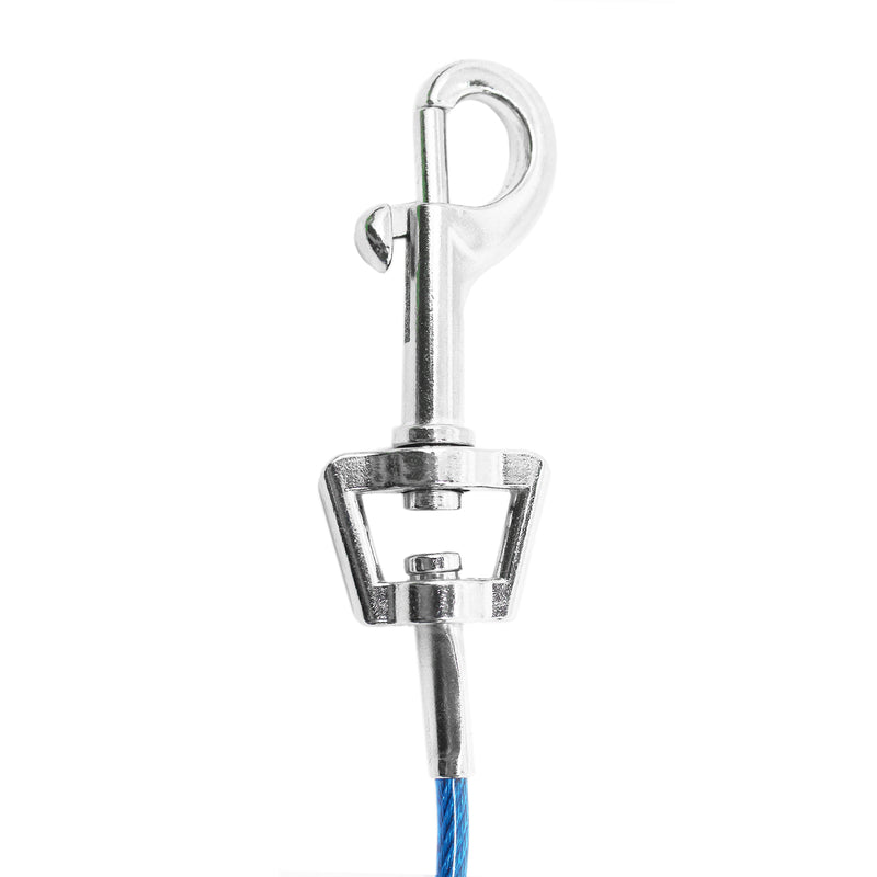 PDQ Blue / Silver Vinyl Coated Cable Dog Tie Out Medium