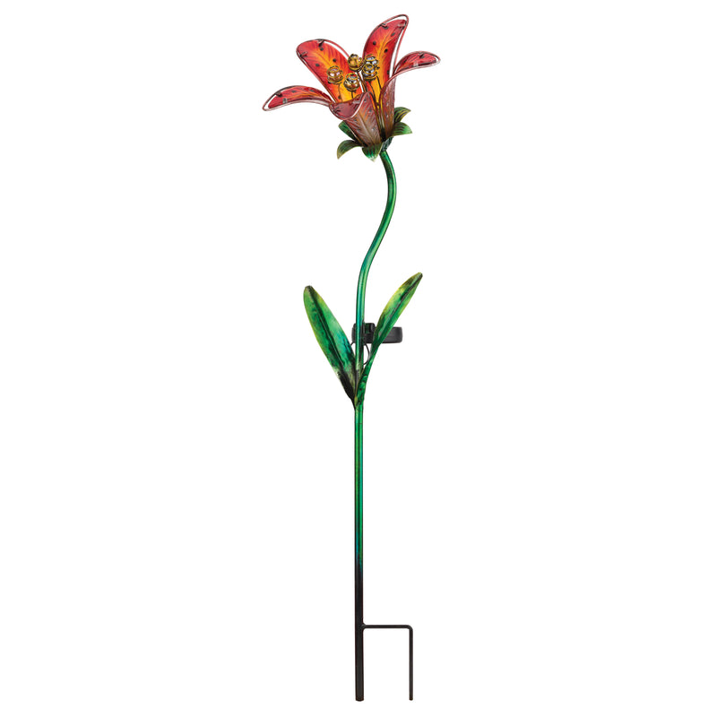 Regal Art & Gift Assorted Glass/Metal 33 in. H Tiger Lily Solar Garden Stake