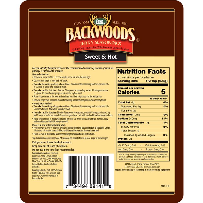 LEM Backwoods Sweet and Hot Jerky Seasoning 5.8 oz Boxed