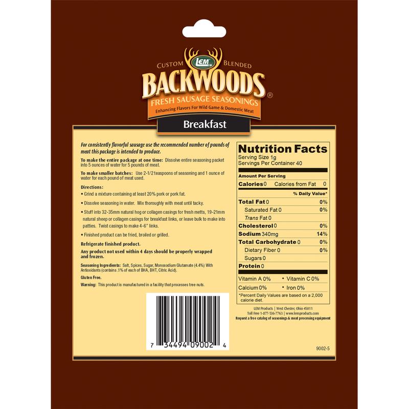 LEM Backwoods Breakfast Sausage 1.67 oz Boxed