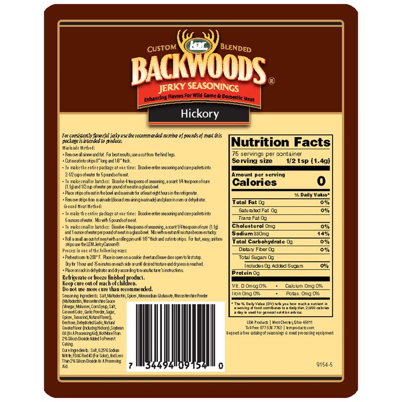 LEM Backwoods Hickory Jerky Seasoning 3.65 oz Boxed