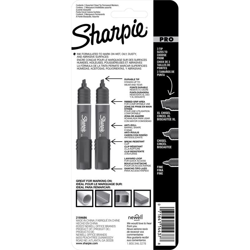 Sharpie PRO Black/Red Chisel Tip Permanent Marker 2 pk