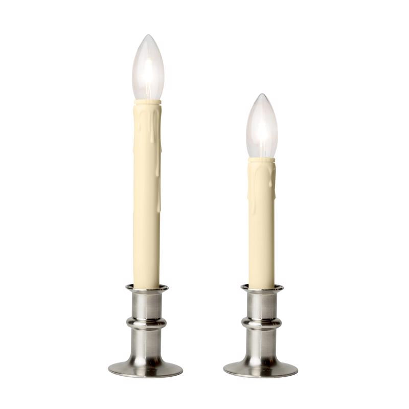 Celestial Lights Bushed Nickel no scent Scent LED Battery Operated Taper Window Candle