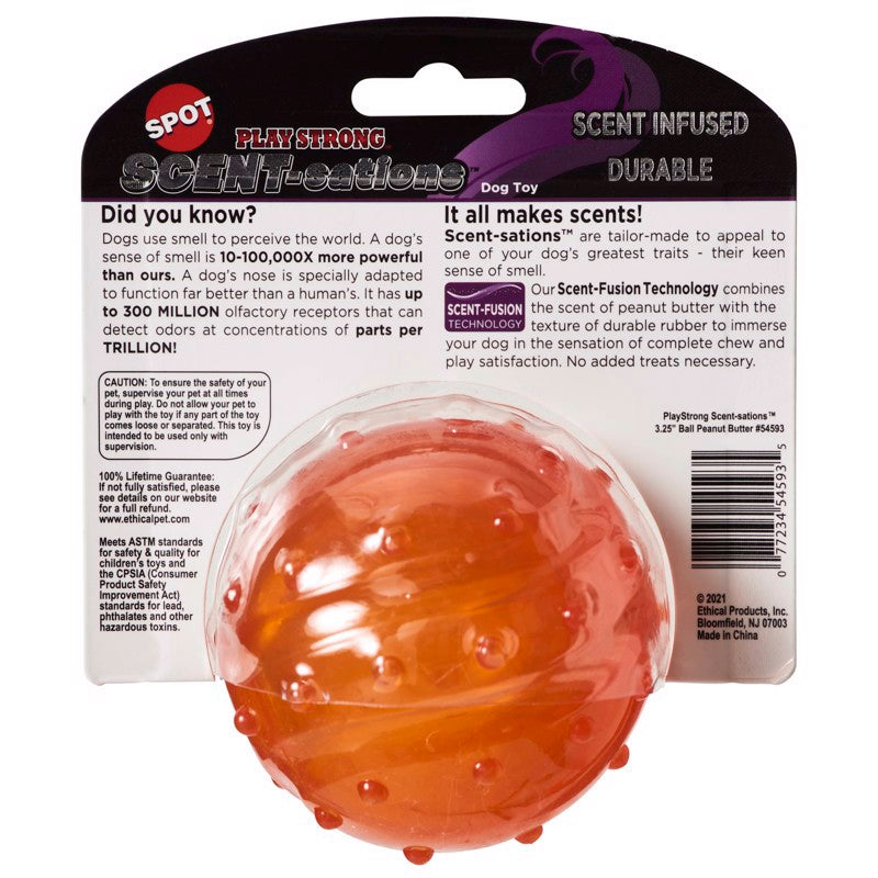Spot Play Strong Scent-Sations Orange TPR Ball Dog Toy 3.25 in. 1 pk