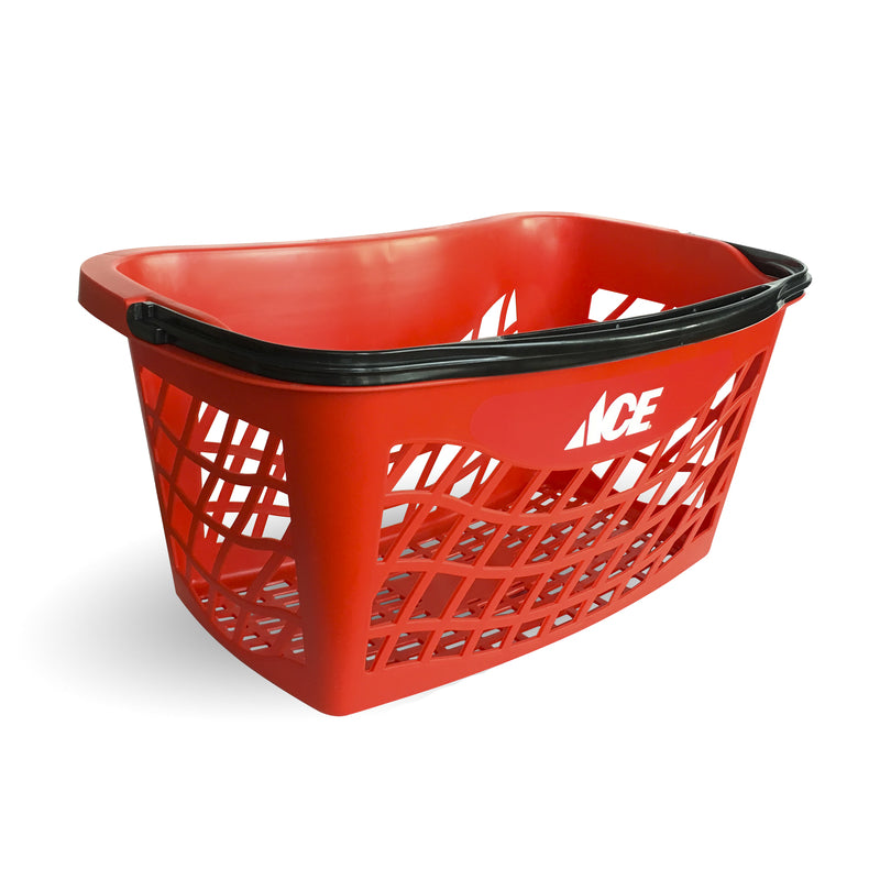 Red Plastic Ergonomic Handle Shopping Basket 10 in. H X 13 in. W X 20.50 in. L