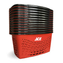 Red Plastic Ergonomic Handle Shopping Basket 10 in. H X 13 in. W X 20.50 in. L