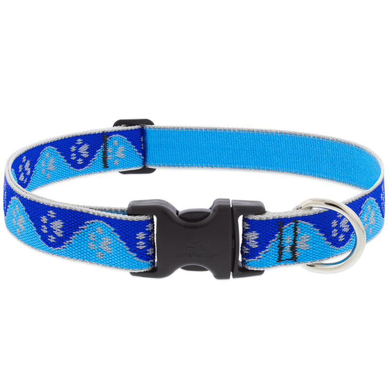 ADJ COLLAR BLUE PAWS 20"