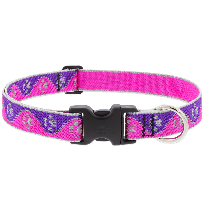 ADJ COLLAR PINK PAWS 20"