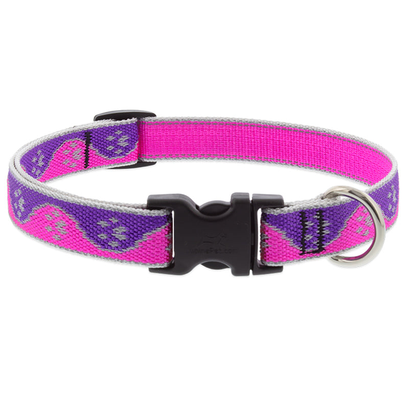 ADJ COLLAR PINK PAWS 14"