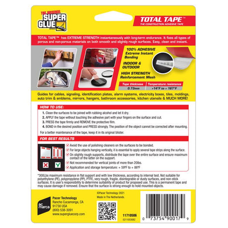 The Original Super Glue Super Strong Double Sided 0.75 in. W X 98 in. L Mounting Tape Clear