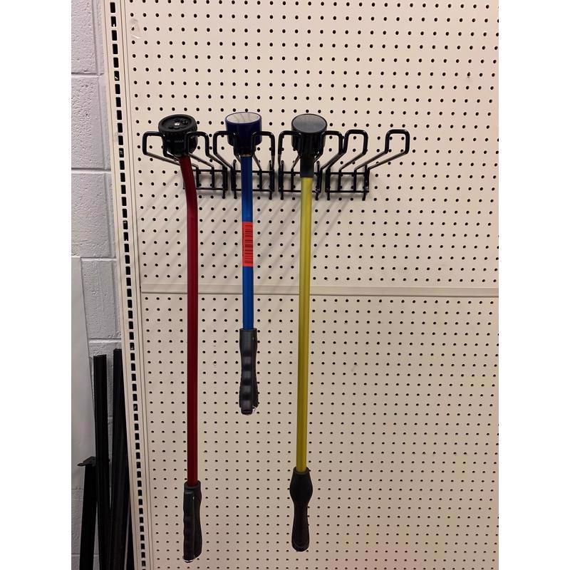 13 in. Black Metal Water Wand Hook Peg Hook with Bin Tag Holder 2 pk