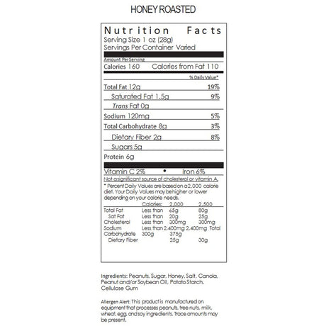 Carolina Nut Co. Honey Roasted Peanuts 12 oz Can