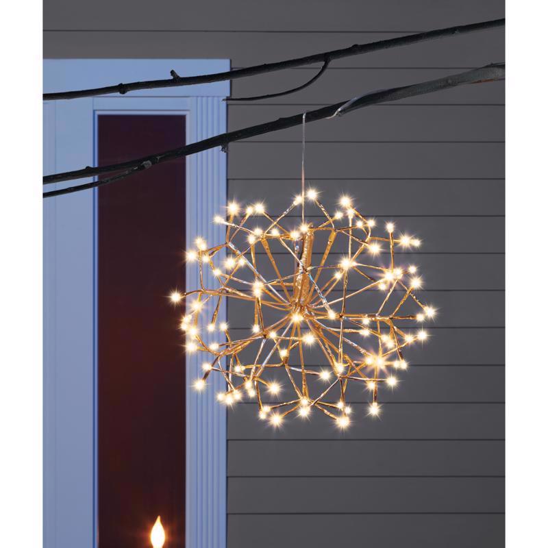 Celebrations Platinum LED Warm White Shimmer Sphere 16 in. Hanging Decor