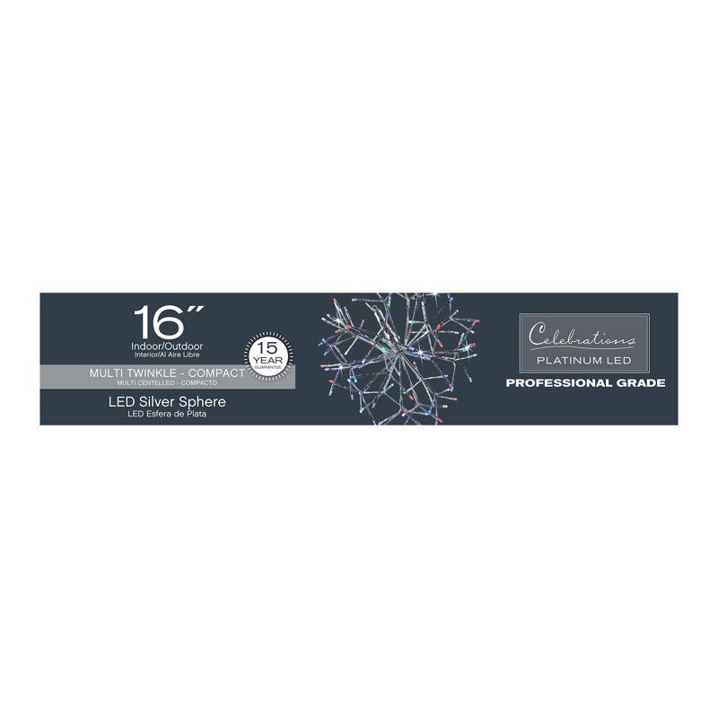 Celebrations Platinum LED Multi Shimmer Sphere 16 in. Hanging Decor