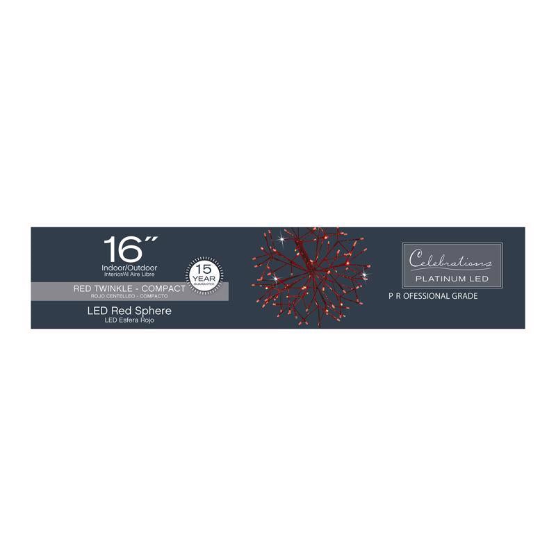 Celebrations Platinum LED Red Shimmer Sphere 16 in. Hanging Decor