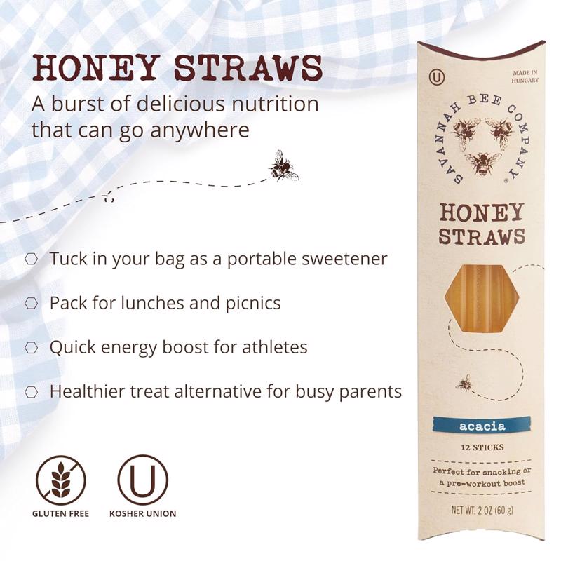 Savannah Bee Company Acacia Honey Straws 24 each Boxed