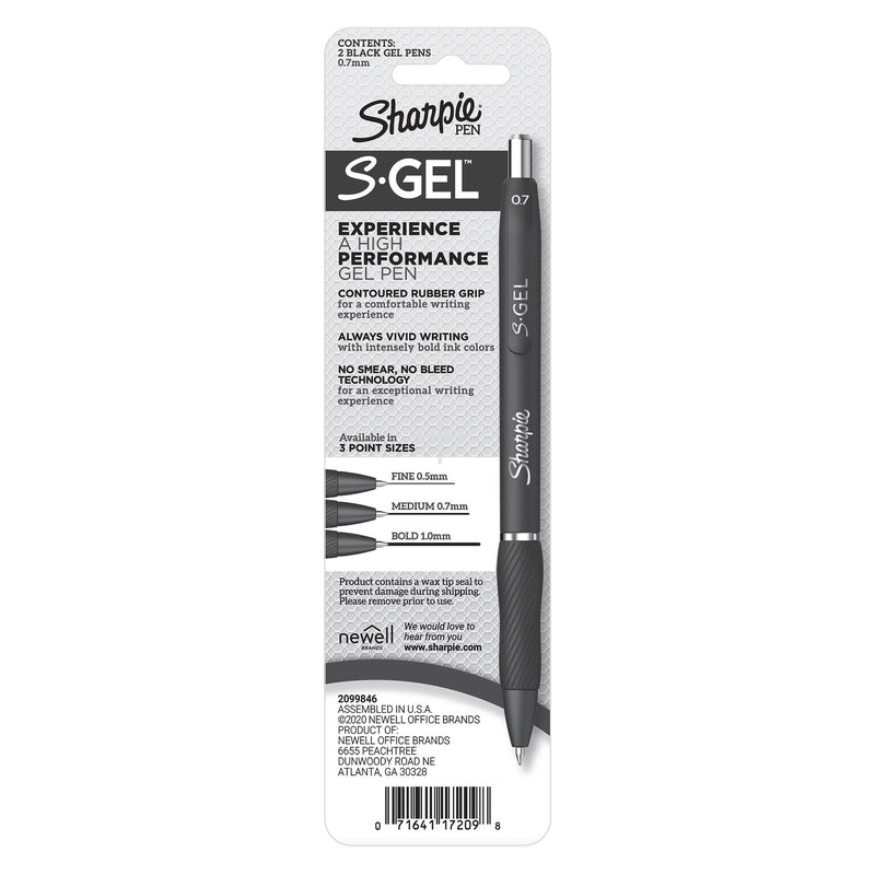Sharpie S-Gel Black Retractable Gel Pen 2 pk