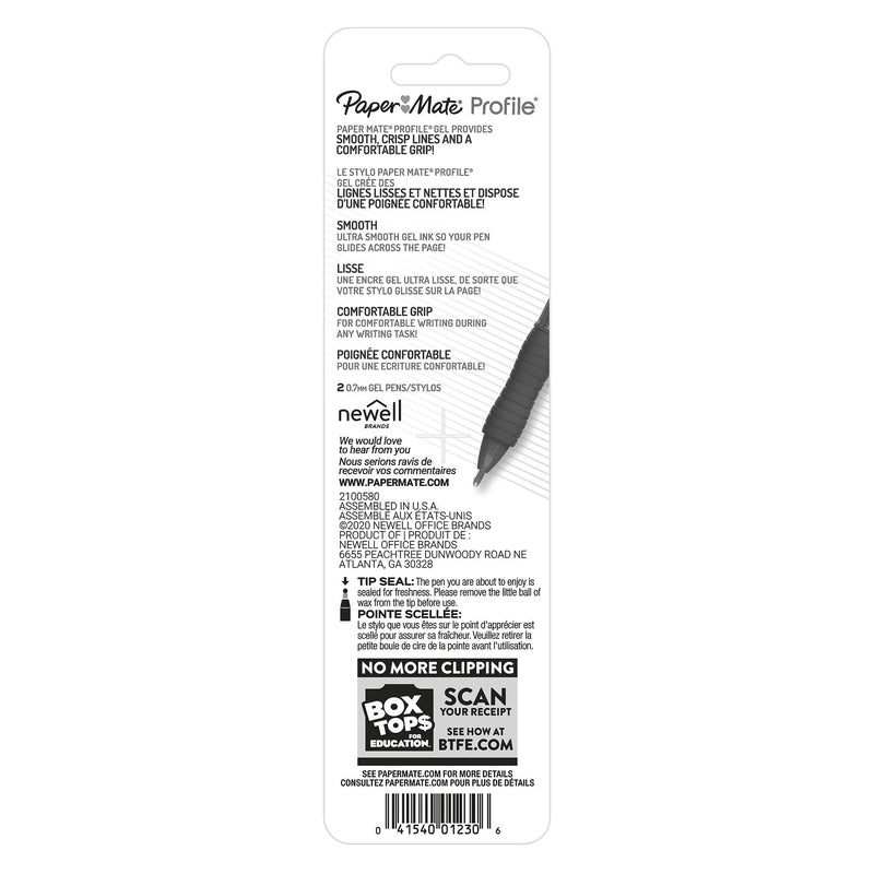 Paper Mate Profile Gel Black Retractable Gel Pen 2 pk