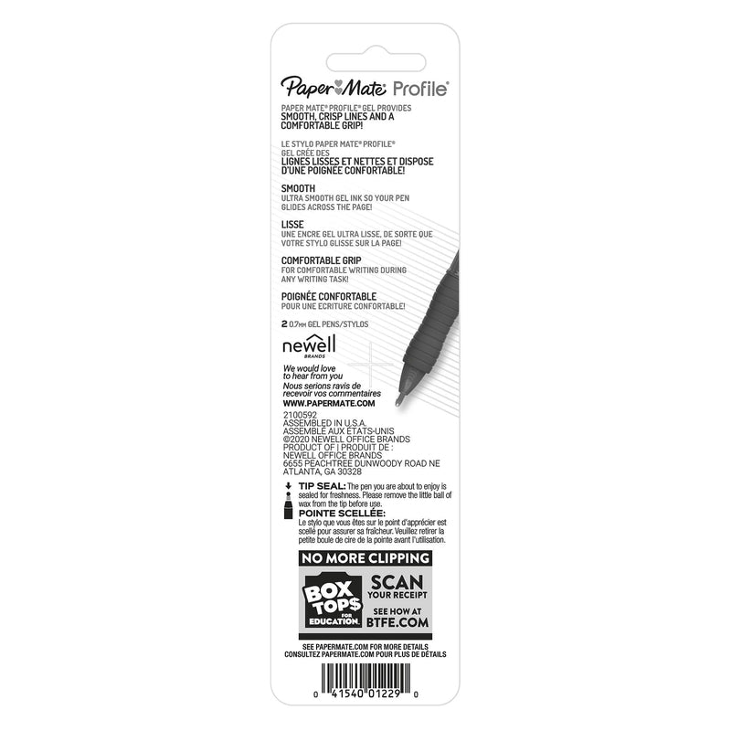 Paper Mate Profile Gel Blue Retractable Gel Pen 2 pk