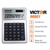 Victor Tuffcalc Silver 12 digit Solar Powered Washable Scientific Calculator