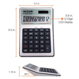 Victor Tuffcalc Silver 12 digit Solar Powered Washable Scientific Calculator